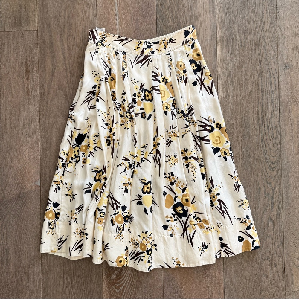Tory Burch Floral Print Silk Pleated Skirt Size 6